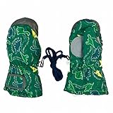 ミトン 男の子 ベビー 手袋 グローブ 撥水 裏ボア ひも付 恐竜 グリーン 3-4才