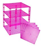 Premium Clear Magenta Stackable Base Plates - 4 Pack 10" x 10" Baseplate Bundle with 60 Clear Magent