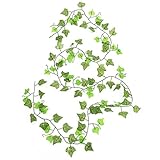 amzmonnsuta　2.3ｍの人工アイビーブドウプラスチック製つる 　偽緑の葉ガーデン家の庭の装飾 観葉植物