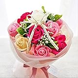 BIOフレグランスソープフラワー　Newローズブーケ　クリアバック・ギフトボックス付　お祝い　記念日　お見舞い　バレンタインデー　ホワイトデー　母の日　　 (ピンク)