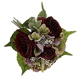 Dovewill 綺麗　装飾　人工　ギフト　ローズ　ホーム　アジサイ　パーティー　花束　結婚式　ブライダルブーケ　全４色選ぶ - レッド