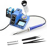 はんだごて 台 （8点セット）60wはんだごてステーション 温度調節(100℃～300℃) 日本PSE認証済み ピンセット付き、はんだ付き、2本交換コテ先付き