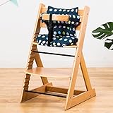 【人気ベビーチェア 笑顔のマジカルチェアー＋専用クッション (お得2点セット)】 木製椅子 安心強度の三角形ベース 高さ調節可能 ふかふかクッションセット (チェア：ナチュラル色 クッション：大水玉ネ