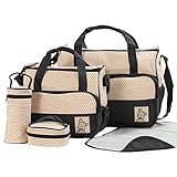Zhaozheママ用品 マザーズバッグ かばん 手提げ　斜めがけ　レディースバッグ　収納ケース　ベビ用品入れ　5点セット マタニティ 多機能 防水