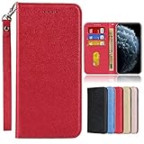 Jaorty Huawei P20 pro HW-01K 対応スマホケース ケース手帳型 携帯カバー 内蔵マグネット カードポケット スタンド機能 蚕糸 PUレザー 人気 おしゃれ-レッド
