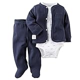 カーターズ Carter's ロンパース ボディスーツ カーディガン パンツ 3点セット 足つき 男の子 秋冬 3-Piece Cardigan Set NB (50-55cm)