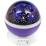 LED概念Moon and Star投影ランプ – Night Light w / Romantic Color Changing、回転Cosmos Star StarryのMoon Sky with
