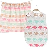 【Lilie】 6重 ガーゼ ベビー スリーパー ブランケット セット 通年 コットン 可愛い かいまき 布団 ( 新生児 ～ ４歳 頃まで ) (ひつじ)