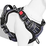 【Amazon.co.jp限定】BaoCheng 犬ハーネス 犬用胴輪 小型犬/中型犬/大型犬ハーネス 犬用胴輪 引っ張り防止 アタマを通さず 咳き込み軽減 サイズ調整可能 夜間反射材 抜けない 通気性 簡単着脱 おしゃれ 安全 しつけ用 訓練 歩行補助 散歩 可愛い(ダークブルー,S)