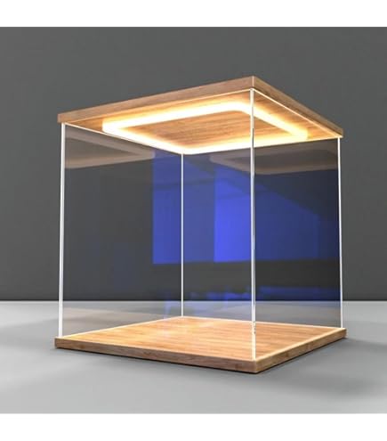 木製ガラスケース LEDライト付き Amazon.co.jp: ライト付き 扉付き 12MM木製天板 底板 ディスプレイ