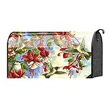 グリーンハチドリと赤Blossoms 22 x 18標準サイズメールボックスカバー
