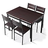 ダイニングセット ダイニング５点セット ビンテージ風 スチール脚 4人掛け ダイニング 幅110cm ダークブラウン