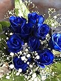 ブルー バラ10本 花束 【神秘的な世界】かすみ草 グリーン ラッピング付き ギフト プレゼント 誕生日お祝い プロポーズ