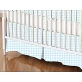 SheetWorld - Crib Skirt (28 x 52) - Pastel Blue Gingham Woven - Made In USA by sheetworld