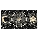 MTG プレイマット TCG プレイマット ボードゲーム カードゲーム トレーディングカードゲーム プレイマット デスクマットパッド 滑らかな表面 ラバーベース ステ ッチエッジ オリジナル手描き 太陽と月(60x35cm)