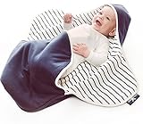 Wallaboo 100% Pure Cotton Baby Blanket Coco Reversible for Car Seat and Travel, True Blue/Striped by