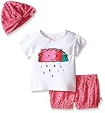 Rosie Pope Little Girls Watermelon Rain 3 Piece Set With Matching Turban Azalea Pink 24 Months [並行輸入