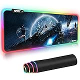 NPET マウスパッド 超大型ゲーミングマウスパッド 12モード 9色の発光色 RGB 虹モード 滑り止め USBケーブル 防撥水加工 ゲー