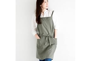 [レップ] エプロン 北欧 ポケット2個付き カフェエプロン 大人用 着丈73cm (アビチュアル ソル) カーキ 1313 KHAKI プレゼント