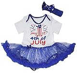[キッズコーナー] アメリカの独立記念日 7月4日 My First 4th of July ベビー服 ヘアバンド付き ワンピースドレス チュチュ (Design 5, 12-18 Months) [