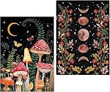 Amyaker ダイヤモンドアート キット 四角いビーズ 全面 2個セット ダイアモンドビーズ絵画キット DIY 手作り絵画 モザイクアート 5D モザイクアート ダイヤモンド塗装 全面貼り付けタイプ 30x40cm キノコ 月