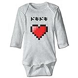 Sasa85 ドキドキ 恋 ラブラブ ハート イラスト 長袖ボディースーツ ベビー服 カバーオール 幼児 かわいい グレー 12 Months