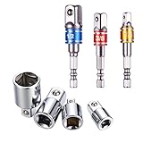 4pcs ソケット変換アダプターセット& ソケットアダプターセット 3本組 差込角 6.35(1/4)・9.5(3/8)・12.7(1/2)mm用（カラフルなアルミ環 電気めっきカラー）
