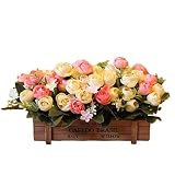 ローズ　薔薇　フェンス式アートフラワー　フラワーアレンジメント　造花　フェイクグリーン　人工観葉植物　飾り付け　装飾品　置物　雑貨　インテリア　可愛い　オシャレ　ひまわり　菊　セット　花器付き