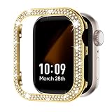 Missair コンパチブル アップルウォッチ カバー キラキラ ステンレス 41mm Apple Watch ケース 金属 ダブルダイヤモンド アップルウォッチ 飾りフレーム Series 6 5 4 SEに対応 オシャレ レディース ゴールド 41mm（液晶フィルムなし）