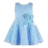Rorychen ベビー ノースリーブ レース ジッパードレス 女児 ガールズ 赤ちゃん 可愛い おしゃれ ワンピース スカート [全13色][ライトブルー][18.ヶ月]