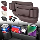 サイド収納ボックス 車 助手席 カーシート隙間収納ボックス 車用 2個セット 運転席 シートポケット 収納 隙間 ドリンクホルダー 大容量 便利グッズ 隙間収納 小物入れ 取り付け簡単 車用多機能収納 (ブラック)