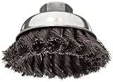 Weiler Vortex Pro Wire Cup Brush, Threaded Hole, Carbon Steel, Partial Twist Knotted, 3-1/2 Diameter