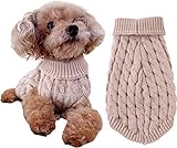 SJOL 犬 かわいい ざっくり生地 セーター サイズあり （犬の服 洋服 猫 ドッグウェア クリスマス ペット 秋冬服 コスプレ 秋冬 ドッグ 愛犬 愛猫 誕生日 プレゼント ギフト 小型犬 中型犬） (M, ベージュ)