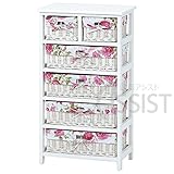 ランドリー ホワイトカラーのランドリーにフラワープリントのかわいいバスケット付