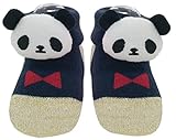 ツイン ベビーソックス パンダマスコット付 11~13cm ラメ入りリボン柄 ネイビー
