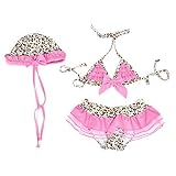 TopTie幼児Girlscm水着、ヒョウアニマルプリントピンクビキニ、ツーピース水着 - ピンク - Size2