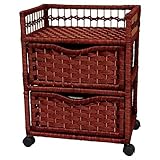 Oriental Furniture 23 Natural Fiber Chest of Drawers on Wheels - Mahogany [並行輸入品]