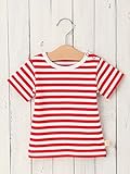 Angeliebe エンジェリーベ日本製 ベビー ボーダー Tシャツ 赤ちゃん 子供服 男の子 女の子 80㎝ レッド × シロ 50026022