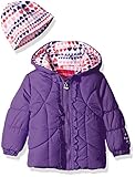 London Fog Baby Girls' Fleece Lined Heavyweight Puffer Jacket with Front Ruffle Purple 24 Months [並行