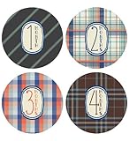 Lucy Darling Shop Monthly Baby Sticker - Baby Boy - Plaid Design - Months 1-12 [並行輸入品]