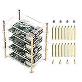 Techson 4層クリアアクリルラックケース Raspberry Pi 4B / 3B / 3B+モデル用 マウントブレードサーバー 積み重ね可能なクラスタープレートシェルフ