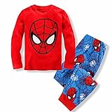 プリントパジャマ長袖　(スパイダーマン/レッド)90cm～130cm　春夏秋　薄手綿100％ レッド/ブルー/90ｃｍ～130ｃｍ６点セット 【1点】