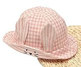 Roffatide ベビー用ハット可愛い ウサギの耳 釣り帽子 バケットハット 男の子 女の子 春夏 アウトドア UVカット帽子 ピンク