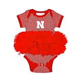 NCAA Nebraska Cornhuskers子供用ガールズピンドットチュチュクリーパー、12ヶ月、レッド