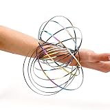 くるくる回る マジックリング 魔法のスプリング 3D 立体 マジックブレスレット Flow Ring フロウリング アームスピン 腕輪 ステンレス キネティックスプリング おもちゃ ストレス解消 トーラス 神聖幾何学 (レインボー)