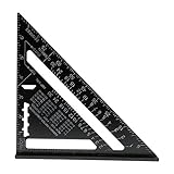 Baosity トライアングルーラー　定規　　7インチ　分度器　三角　スクエア　アルミ合金　測定用品　黒
