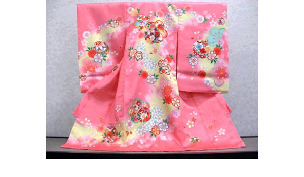 Amazon Co Jp 着物美人 新生児 女の子 お祝着 お宮参り着物 手挿し 正絹 ピンク 桜手毬 A 服 ファッション小物