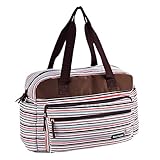 【Grandir】 マザーズバッグ トートバッグ マルチボーダー 2way 軽量 全3色 (レッド)