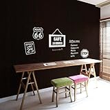 [はがせるDIY 壁紙シール & harry sticker] 接着剤いらず粘着付き壁紙と ウォールステッカーのセット ダークブラウンウッド柄 & ビンテージ風ロードサイン&プレートの カジュアルカフ