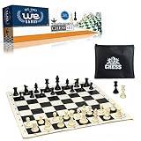 WE Games Tournament Chess Set- Heavy Weighted Chess Pieces with Black Roll-up Chess Board and Zipper